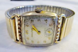 【送料無料】genuine 1950 art deco mens bulova 10bc director 15j wrist watch 10k rolled gold｜hokushin