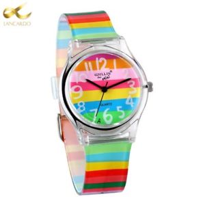 【貨物輸送無料】lancardo rainbow quartz watch women ladies   luxury girl silicone wrist watch 腕時計-男女兼用腕時計