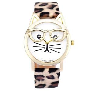 【貨物輸送無料】comical cat watch with spectacles  guaranteed  free uk pamp;pcg0174 男女兼用腕時計-腕時計