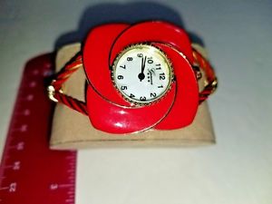 【送料無料】women geneva watch beautiful rose red｜hokushin