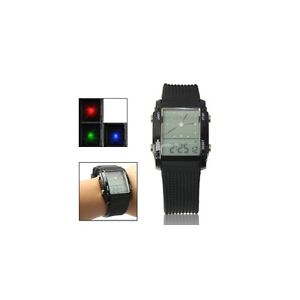 【貨物輸送無料】orologio digitale doppio display lcd led nero 腕時計-男女兼用腕時計