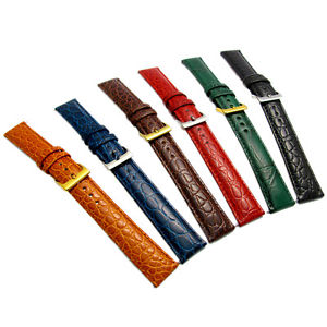 【送料無料】coloured padded croc grain leather watch strap 16mm 18mm 20mm 6 colours d016|hokushin