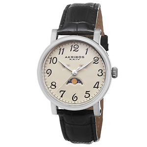 【送料無料】 mens akribos xxiv ak633ssw ampm indicator genuine leather strap watch|hokushin