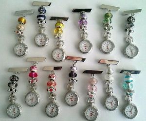 【貨物輸送無料】fob watch with pretty charm beads for nurses,carers, beauticians,vets 男女兼用腕時計-腕時計
