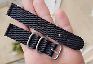 【送料無料】bracelet nato zulu nylon noir plongee 22 mm pour montre ancienne divers chrono|hokushin