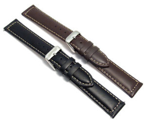 【送料無料】mens smooth contrast stitched padded leather watch strap 16mm 18mm 20mm c030｜hokushin 11,886円