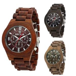 【送料無料】*mistery gift* orologio uomo sector nature legno multifunzione bracciale marrone|hokushin