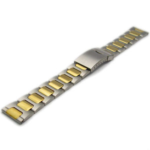 【送料無料】folding deployment watch bracelet stainless steel mens 2tone 18mm bl01|hokushin