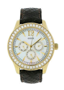 【送料無料】guess w15512l1 womens mother of pearl swarovski day date 24 hr analog watch｜hokushin