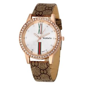 【送料無料】leather watches rhinestone crystal women wrist ladies casual relogio feminino｜hokushin