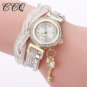 【送料無料】ccq monarch brand women bracelet crystal key to my heart pendant watch casua｜hokushin 12,735円