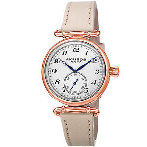 【送料無料】womens akribos xxiv ak704tnrg small seconds swiss quartz leather strap watch｜hokushin 19,156円