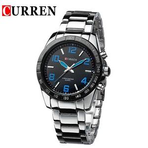 【貨物輸送無料】orologio polso curren 8107 uomo analogico quarzo moderno silver quadr blu lac 男女兼用腕時計-腕時計