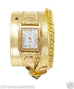 【送料無料】la mer collections glam gold chain gold leather wrap watch｜hokushin 19,426円