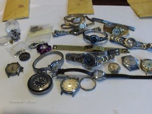 【貨物輸送無料】1 14lbs of rare antique and vintage  wrist watch parts,cases, look 男女兼用腕時計-腕時計
