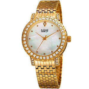 【送料無料】womens burgi bur176yg thirty six crystals bezel mother of pearl bracelet watch｜hokushin