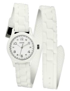 【送料無料】guess w65023l1 damenuhr micro mini silikon wei mit weien steinen neu|hokushin