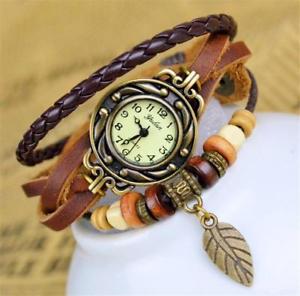 【送料無料】montre bracelet cuir marron vintage vintage brown leather bracelet watch|hokushin