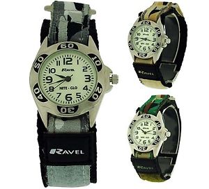 【送料無料】ravel army camouflage watch boys teenage fabric easy fasten sports xmas gift