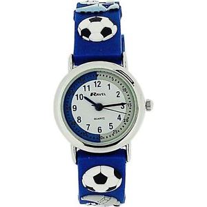 【貨物輸送無料】ravel time teacher kids boys 3d football blue rubber strap watch r151332b 腕時計-男女兼用腕時計