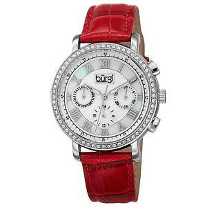 【送料無料】 womens burgi bur087rd swiss quartz multifunction red leather strap watch