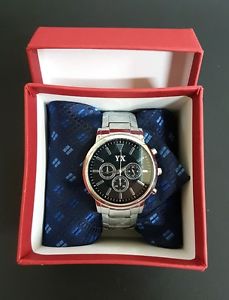【送料無料】ds set regalo per uomo orologio quarzo acciaio cravatta cofanetto elegante lac|hokushin