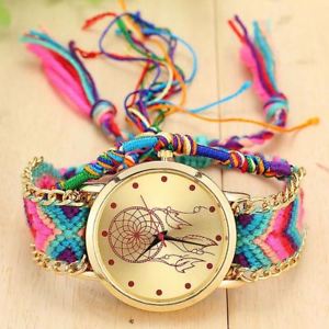 【送料無料】vintage women native handmade quartz watch knitted dreamcatcher watch