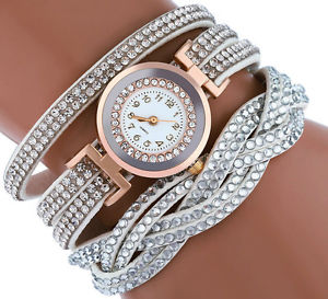 【貨物輸送無料】uk elegant womens crystals rose gold white quartz dress fashion watch felt strap 腕時計-男女兼用腕時計