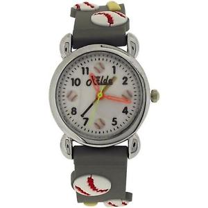 【送料無料】relda analogue children boys 3d baseball design grey silicone strap watch rel85|hokushin