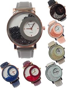 【送料無料】montre femme fantaisie cadran aiguilles strass libre bracelet simili cuir|hokushin