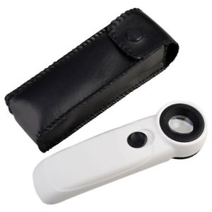 【送料無料】40x jewelry magnifier 2 led light optical glass lens magnifying for jewelry stam