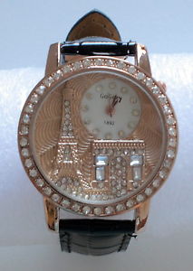 【送料無料】montre fantaisie femme ou adolescente cadran dcor monuments parisiens amp; strass｜hokushin