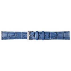 【送料無料】cinturino per orologio in pelle blu stampa coccodrillo 20mm , nuovo|hokushin