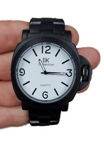 【送料無料】orologio da polso ik collection uomo analogico quarzo grande nero fondo bian lac|hokushin