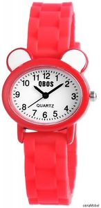 【送料無料】qbos analoge kinderuhr farbe rotwei quarzuhrwerk neu 036|hokushin