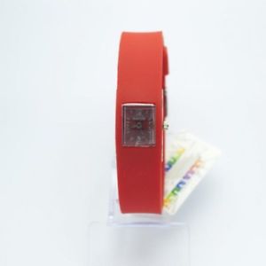 【送料無料】sneakers orologio uomo donna estivo 002 rosso quadrato slim silicone gomma|hokushin