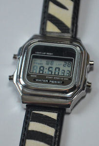 【貨物輸送無料】 rich gone broke rgb silver digital watch zebra brazzaville leather strap 男女兼用腕時計-腕時計