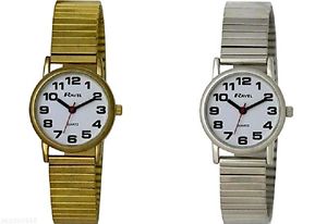 【送料無料】ravel ladies easy read watch with gold silver expanding strap 12 months warra