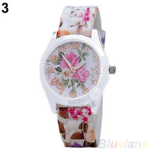 【貨物輸送無料】montre  fleurs neuve bracelet cuir femme fantaisie 男女兼用腕時計-腕時計