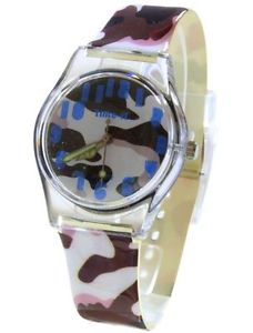 【送料無料】core designer girls analog brown army camouflage plastic strap watch