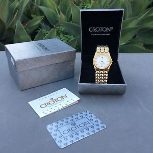 【送料無料】 croton c13743w gold watch quartz 100m water resistant rare luxury 250 msrp 21,445円