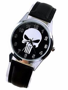 【送料無料】marvel comics the punisher series symbol leather watch｜hokushin