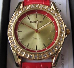 【貨物輸送無料】manhattan by croton ladies quartz watch with leather strap 男女兼用腕時計-腕時計