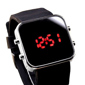 【貨物輸送無料】mirror led digital sports wrist watch j294 mirror インチ standby 腕時計-男女兼用腕時計