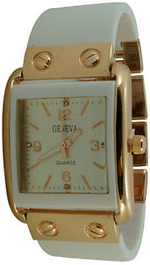 【送料無料】ladies geneva square acrylic bracelet fashion watch  white