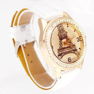 【貨物輸送無料】white fashion crystal tower womens girl hours dress quartz wrist watch, w8wt * 腕時計-男女兼用腕時計