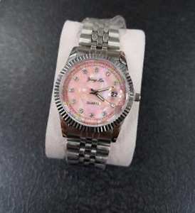 【貨物輸送無料】ds orologio polso fluoro uomo analogico quarzo data silver quad rosa lac 男女兼用腕時計-腕時計