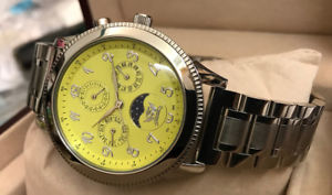 【送料無料】cavadini cavallo 42mm uhr vollkalender mondphase edelstahl zifferblatt gelb st