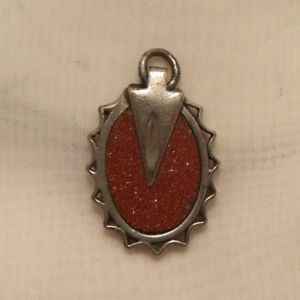 【貨物輸送無料】vintage silver plated colour gold stone sand stone watch chain fob 腕時計-男女兼用腕時計