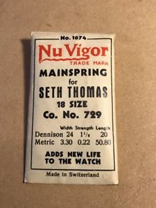 【貨物輸送無料】nuvigor mainspring for seth thomas 18s 729  steel 腕時計-男女兼用腕時計